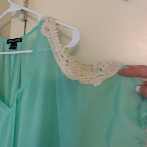 Mint open shoulder lace top - Picture 2 of 3